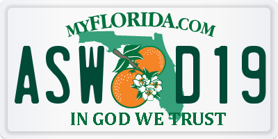 FL license plate ASWD19