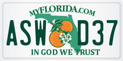 FL license plate ASWD37