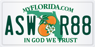 FL license plate ASWR88