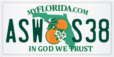FL license plate ASWS38