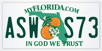 FL license plate ASWS73
