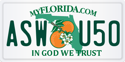 FL license plate ASWU50