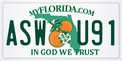 FL license plate ASWU91