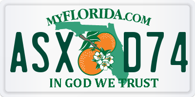 FL license plate ASXD74