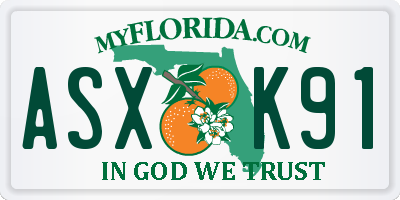 FL license plate ASXK91