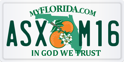 FL license plate ASXM16