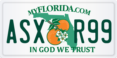 FL license plate ASXR99