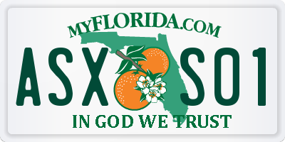 FL license plate ASXS01
