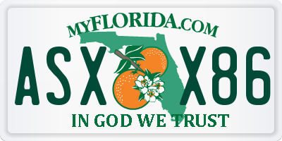 FL license plate ASXX86