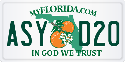 FL license plate ASYD20
