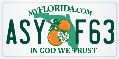 FL license plate ASYF63