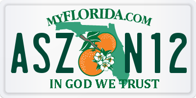FL license plate ASZN12