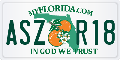 FL license plate ASZR18