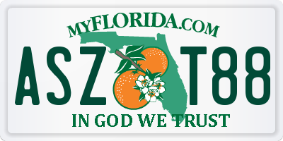 FL license plate ASZT88