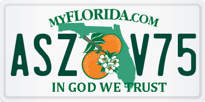 FL license plate ASZV75