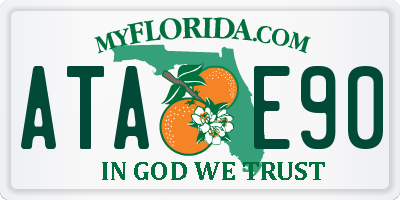 FL license plate ATAE90