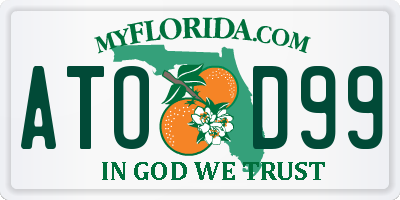 FL license plate ATOD99