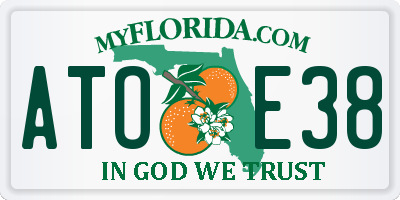 FL license plate ATOE38