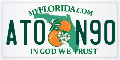 FL license plate ATON90