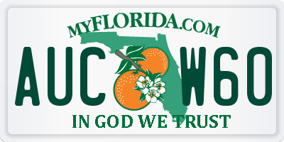 FL license plate AUCW60