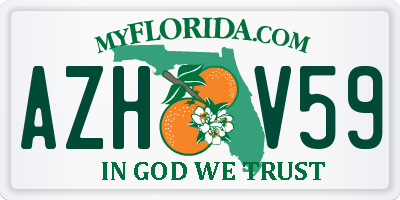 FL license plate AZHV59