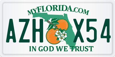 FL license plate AZHX54