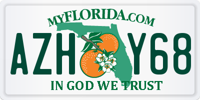 FL license plate AZHY68