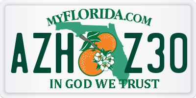 FL license plate AZHZ30