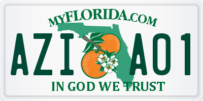 FL license plate AZIA01