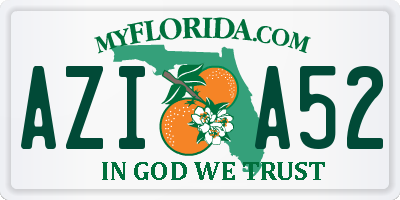 FL license plate AZIA52