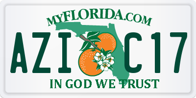 FL license plate AZIC17