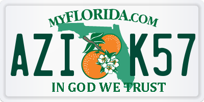 FL license plate AZIK57