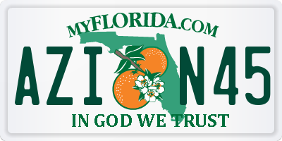 FL license plate AZIN45