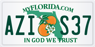 FL license plate AZIS37