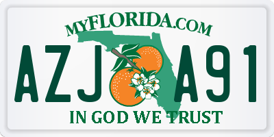 FL license plate AZJA91
