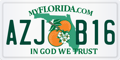 FL license plate AZJB16