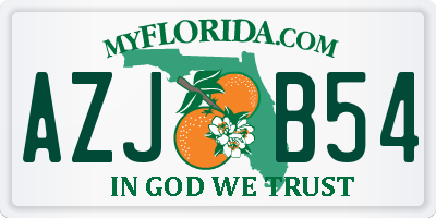 FL license plate AZJB54