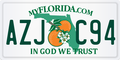 FL license plate AZJC94