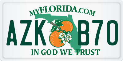 FL license plate AZKB70