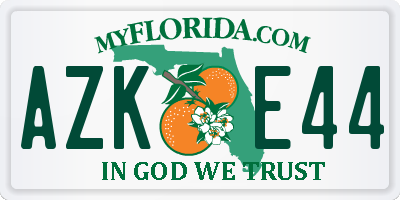 FL license plate AZKE44