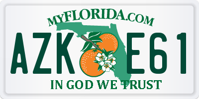 FL license plate AZKE61