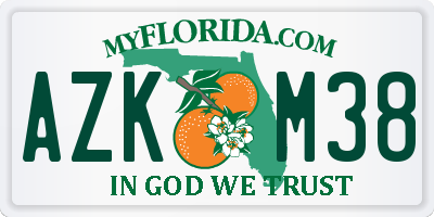 FL license plate AZKM38