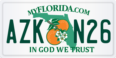 FL license plate AZKN26