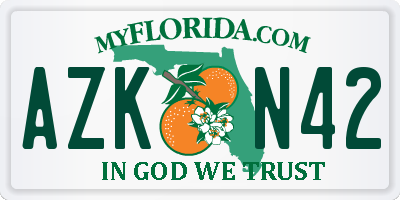 FL license plate AZKN42