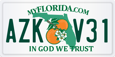 FL license plate AZKV31
