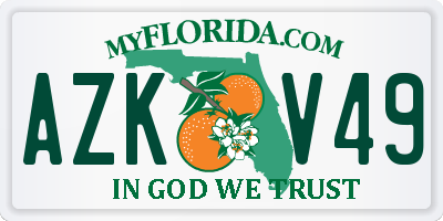 FL license plate AZKV49
