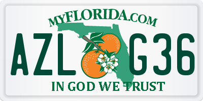 FL license plate AZLG36