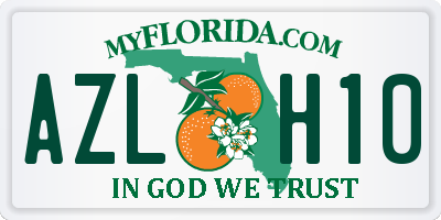 FL license plate AZLH10