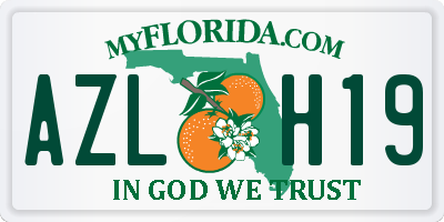FL license plate AZLH19