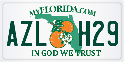 FL license plate AZLH29